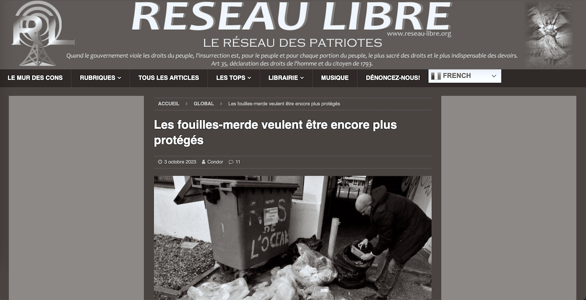 Le site d'extrême droite « Réseau libre » nous promet une « balle dans la nuque ». Plainte, on lui renvoie à la figure