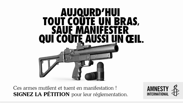 Pardon Amnesty : réclamer « une régulation des armes à létalité réduite en manifestation », non. Leur interdiction, oui.
