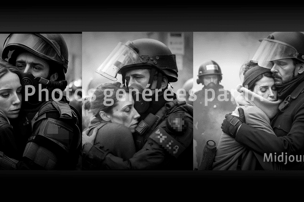 Ses photos de flics en manif, générées par Intelligence Artificielle, font le tour du monde